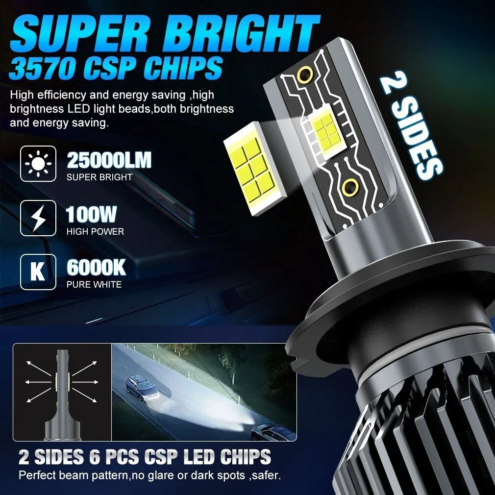 2 LAMPADINE LED H1 da 25 000 LUMEN 6000K 12V 100 W AUTO