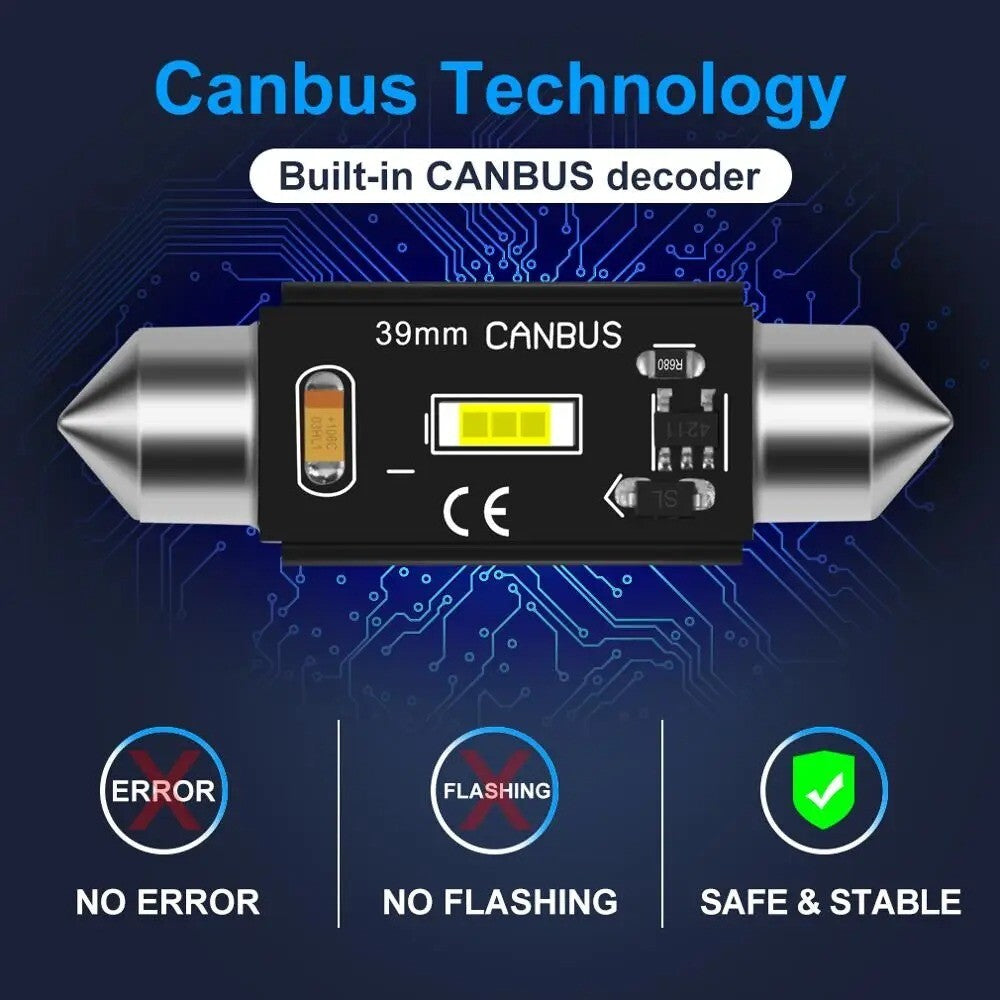 XSTORM 2 LAMPADINE LED C5W C10W | 12V 6000K CANBUS | LUCI INTERNO AUTO/TARGA
