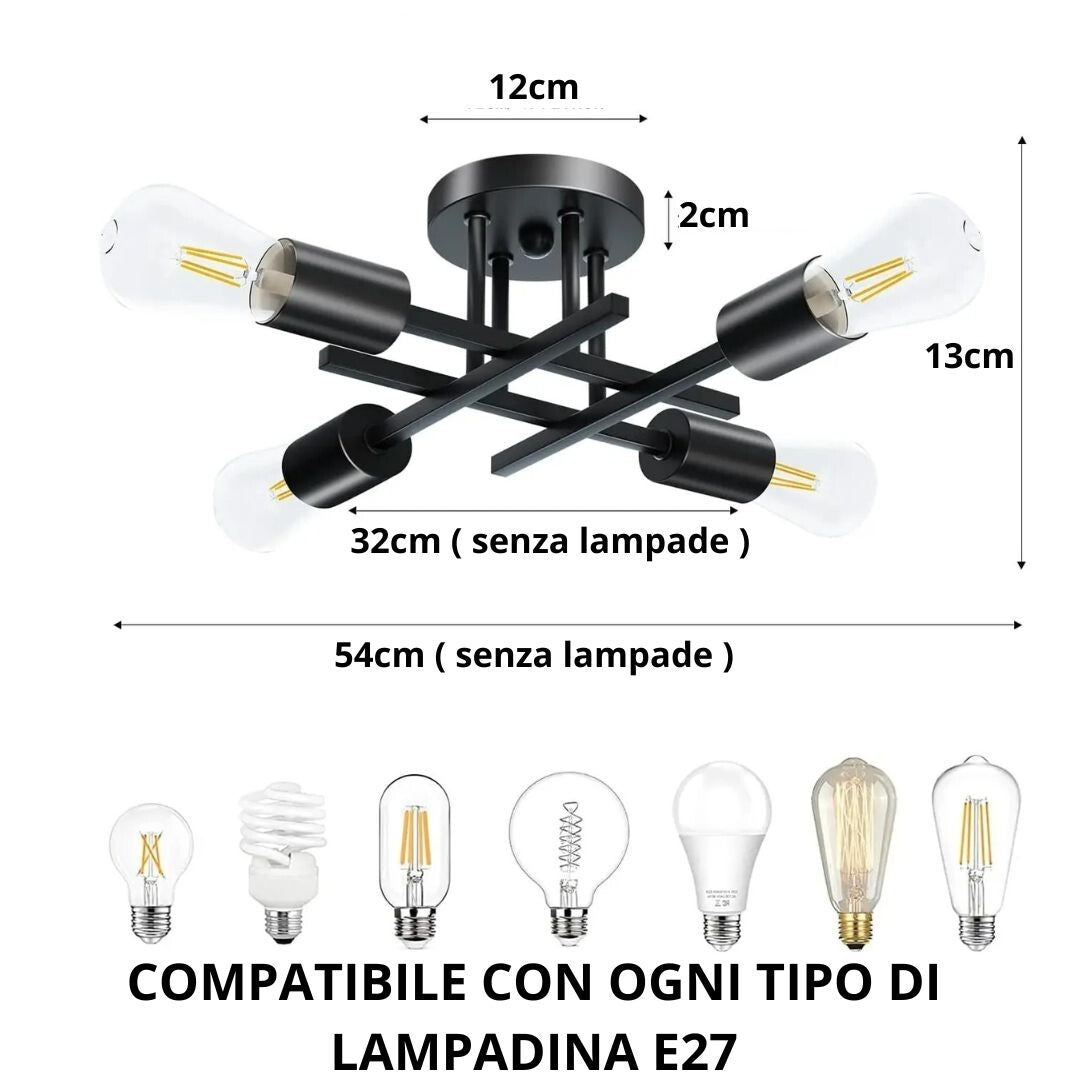 LAMPADARIO MODERNO DA SOFFITTO MODELLO SPUTNIK ATTACCO E27 da 2/4/6 LAMPADE
