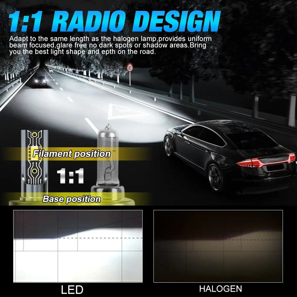 2 LAMPADINE LED H1 da 25 000 LUMEN 6000K 12V 100 W AUTO
