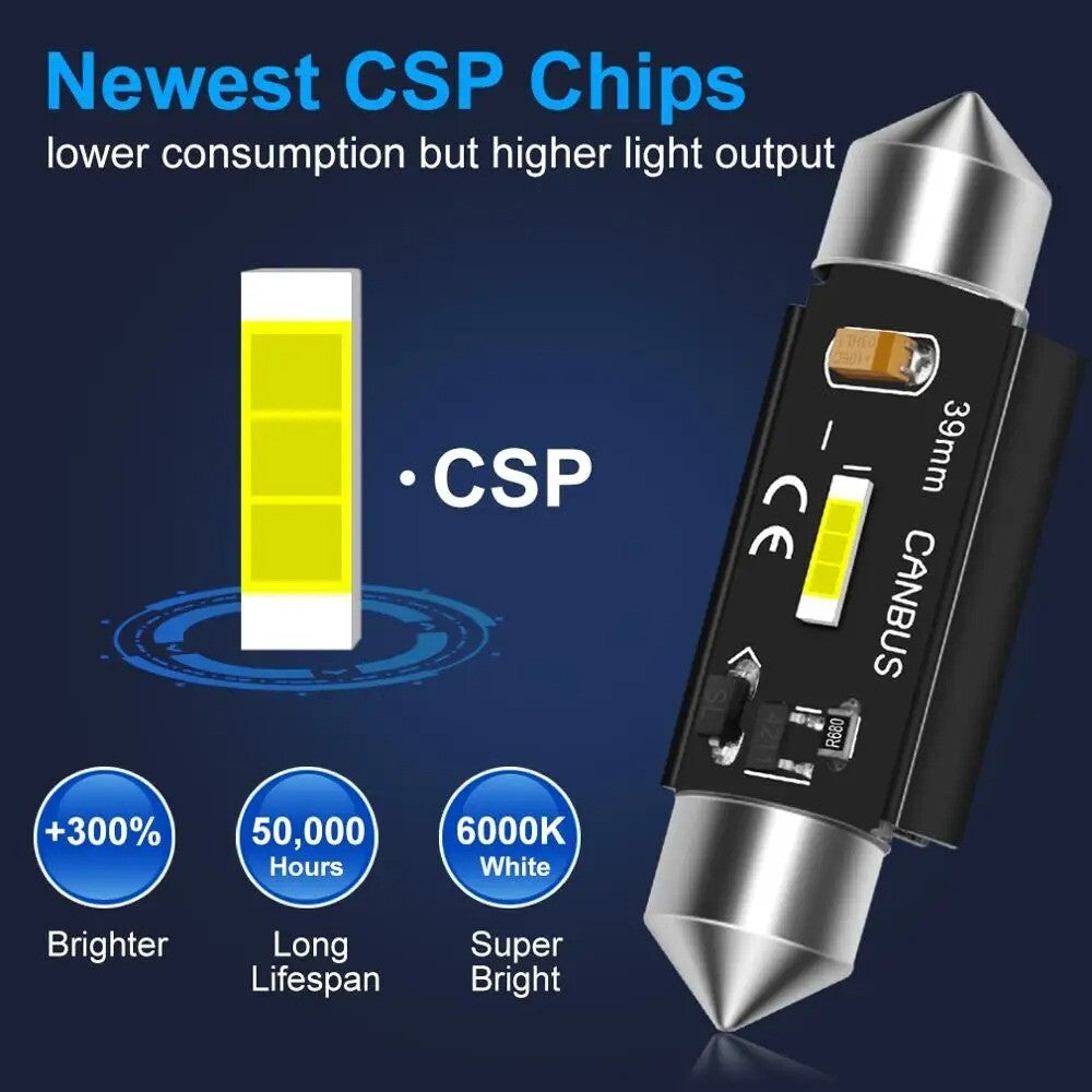 XSTORM 2 LAMPADINE LED C5W C10W | 12V 6000K CANBUS | LUCI INTERNO AUTO/TARGA