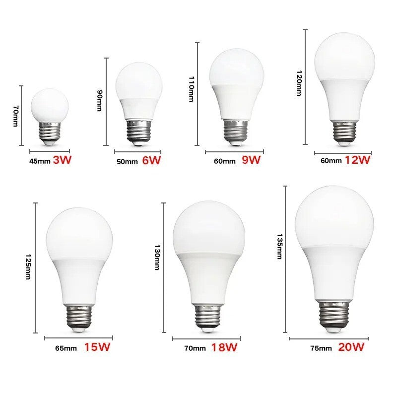 10 LAMPADINE LED E27 LUCE FREDDA LUCE CALDA DA 3W 5W 6W 7W 9W 12W 15W 18W 20W