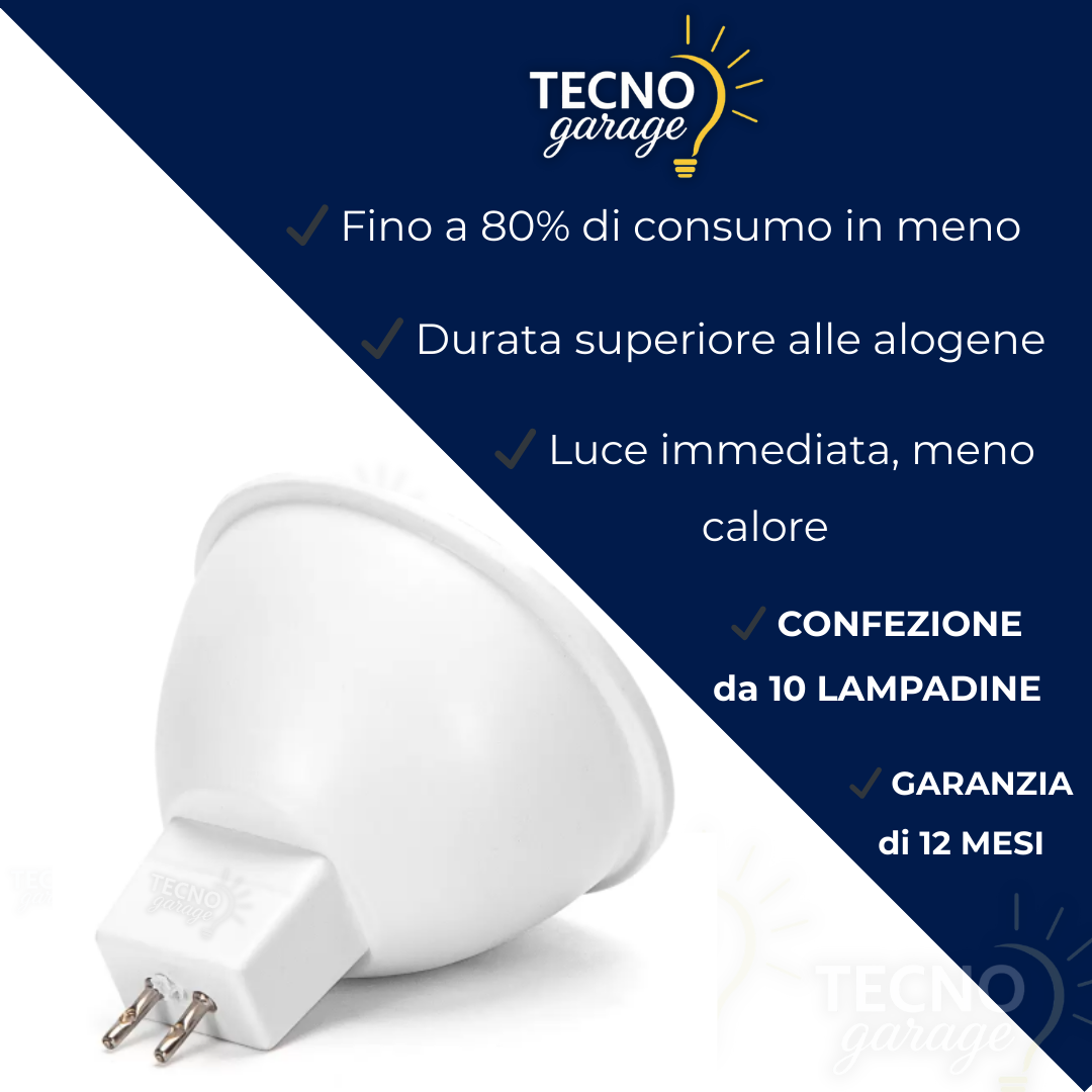 10 LAMPADINE MR16 GU5.3 LED 12V | 3W 5W 6W 7W 8W LUCE FREDDA NATURALE CALDA