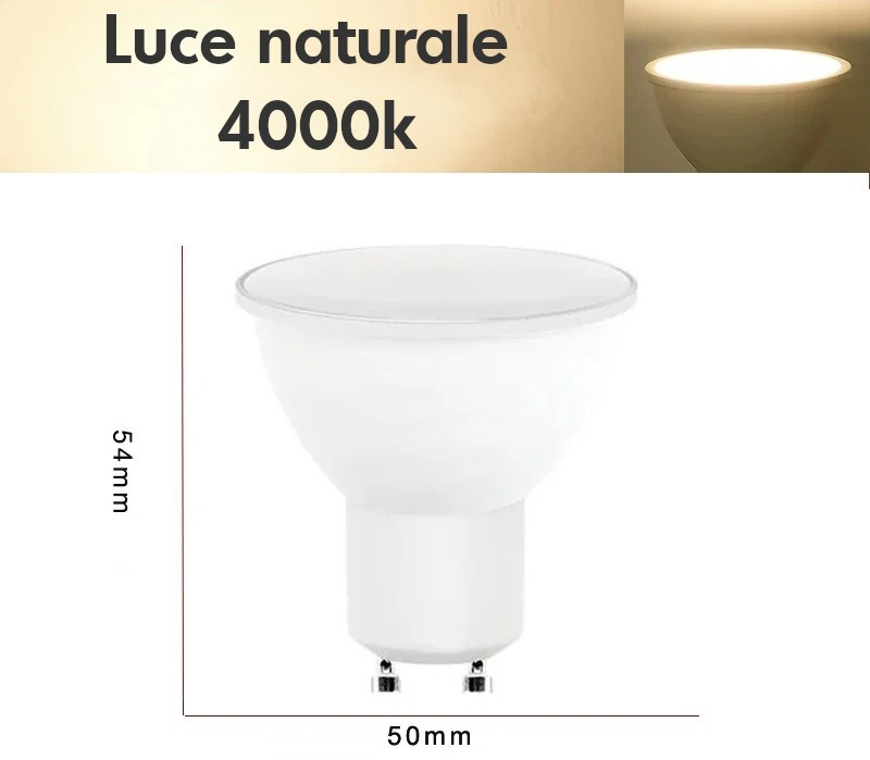 GU10 LED 4 FARETTI da 3W-6W-9W-12W LUCE FREDDA/NATURALE/CALDA- GARANZIA 12 MESI