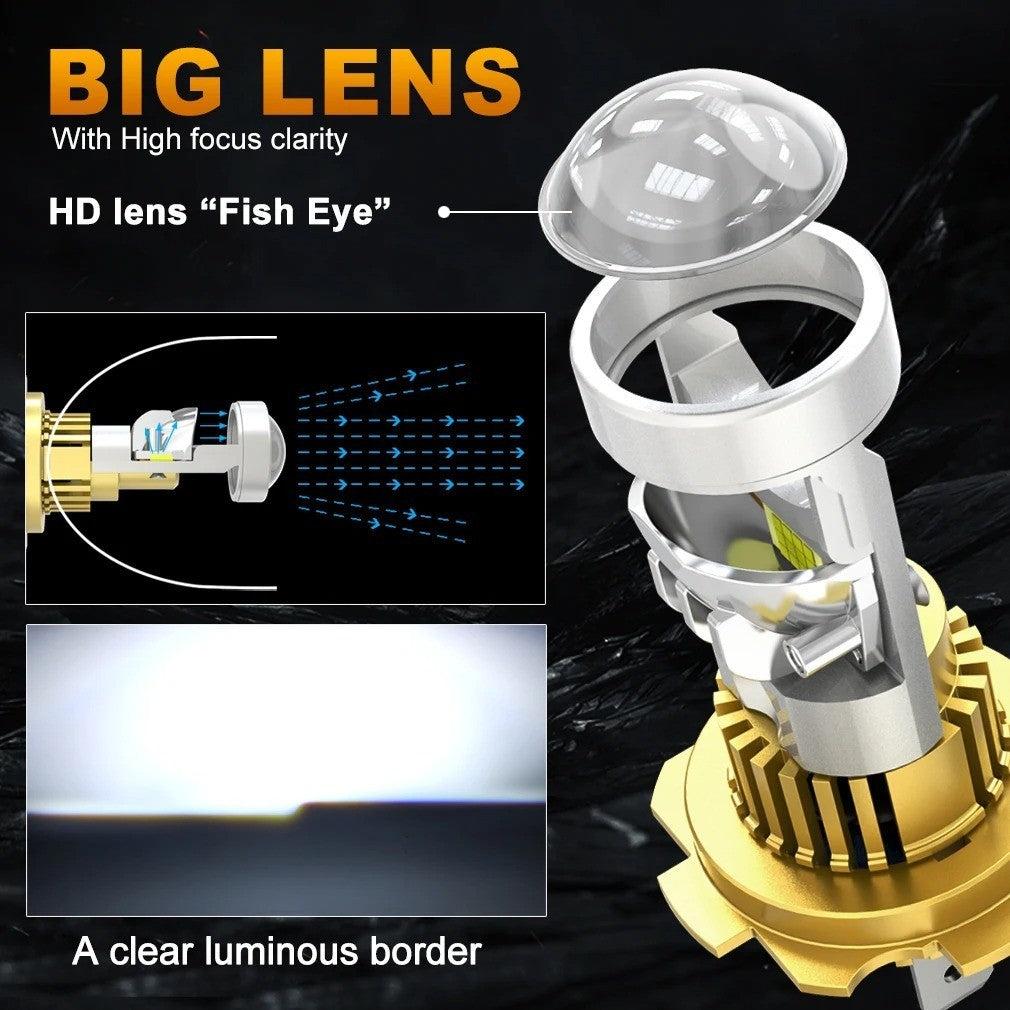 H4 LED | 160W 30.000 LMN | LUCE BIANCA- CANBUS | LENTICOLARI- GARANZIA 12 MESI