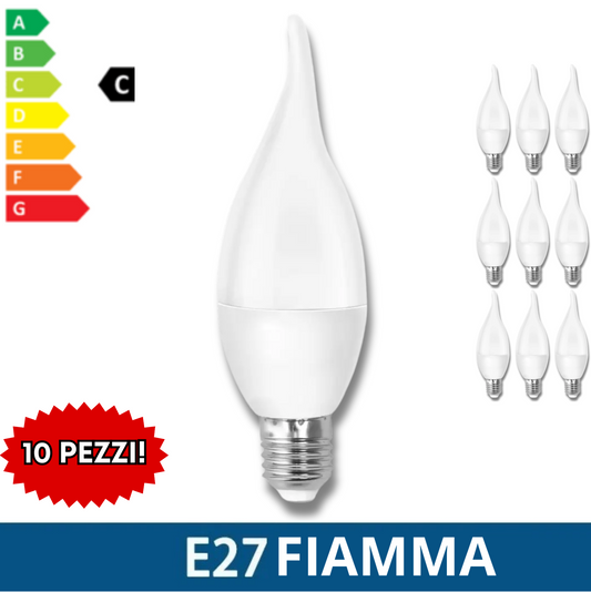 10 LAMPADINE LED E27 A FIAMMA da 3W 6W 9W 12W 15W LUCA FREDDA/NATURALE/CALDA