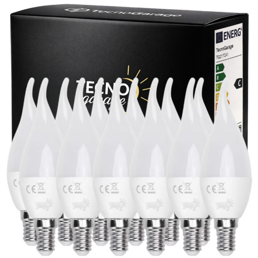 10 LAMPADINE LED E14 A FIAMMA da 3W 6W 9W 12W 15W LUCA FREDDA/NATURALE/CALDA