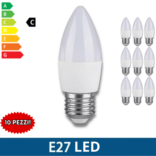 10 LAMPADINE LED E27 A CANDELA da 3W 6W 9W 12W 15W