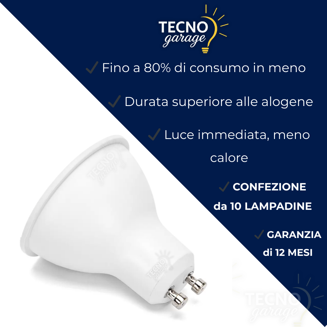 GU10 LED FARETTI da 3W-6W-9W-12W LUCE FREDDA/NATURALE/CALDA- GARANZIA 12 MESI