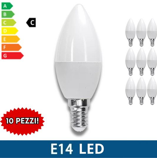 10 LAMPADINE LED E14 A CANDELA da 3W 6W 9W 12W 15W